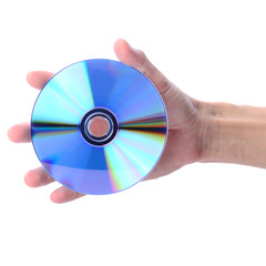 Man's hand holding CD or DVD