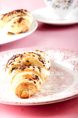chocolate croissant on a plate