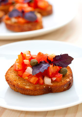 Bruschetta with tomatoes and basil