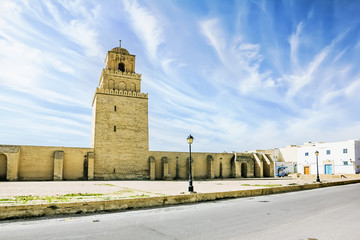 The great mosque in the town of Kairouan in Tunisia