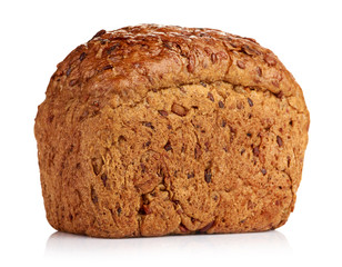 whole grain bread isolated on white background