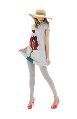 young woman in a big hat