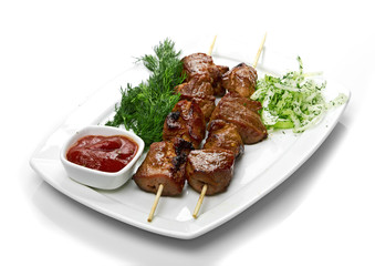 Grilled meat and vegetables