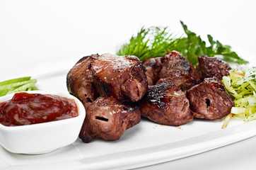 Grilled meat and vegetables