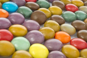 Close up of colorful  candies as background. Selective focus