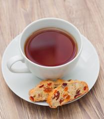 Cup of tea with biscotti