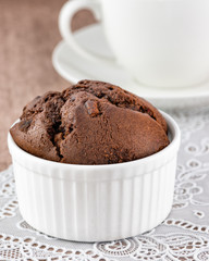 Chocolate muffin with coffee cup