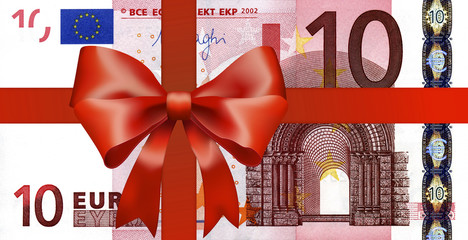 10 Euroschein mit breiten Geschenkband