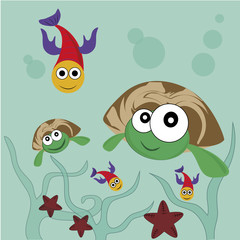 Obraz premium two happy turtles
