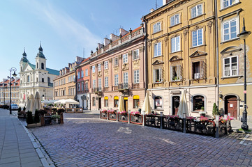 Street in Warsaw, Poland - obrazy, fototapety, plakaty