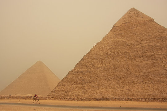 Pyramid of Khafre in a sand storm, Cairo, Egypt