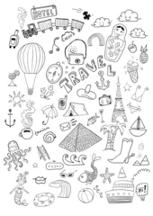 Papier Peint photo autocollant Doodle Signes de voyage
