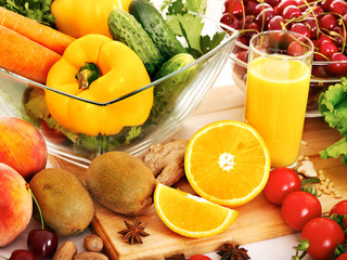 Fresh vegetable on wooden boards.