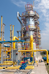 Gas compressor station in Ukraine in bright sunny summer day