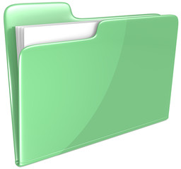 Green Folder.Open folder with papers. Green.