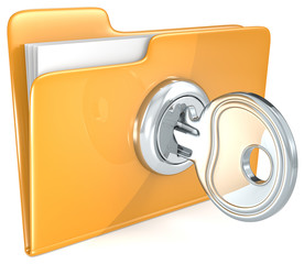 Secure files. Folder with Key.