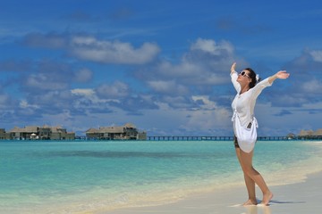 happy woman enjoy  summer time