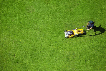 A man mowing the lawn