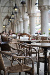 Picture presenting wicker furniture in restaurant