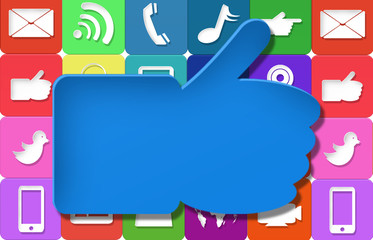 Social media Like symbol with colorful application icon