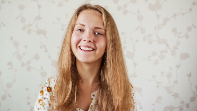 Teenager communicates by webcam, A young girl is very emotional