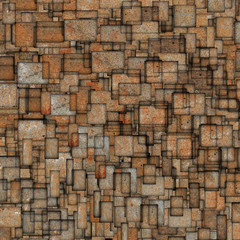grunge mosaic tile fragmented backdrop in orange