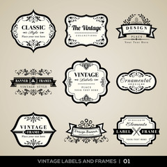 Vintage labels and frames