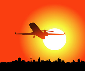 Aeroplane and Sunset