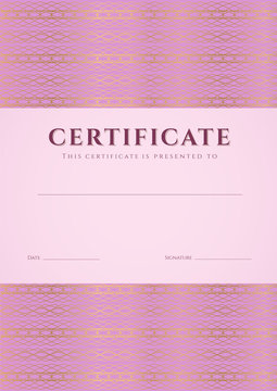 Diploma / Certificate template (design). Guilloche pattern