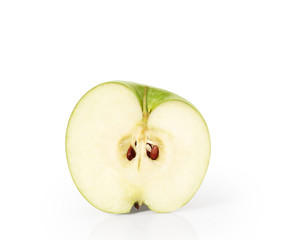 Green apple  on a white