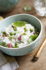 Pea and bacon risotto