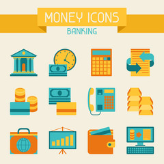 Set of money and banking icons.