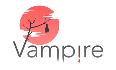 Vector vampire text with bloody moon