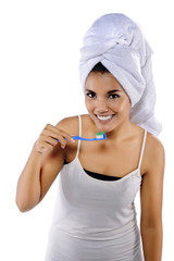 Woman Brushing Her Teeth