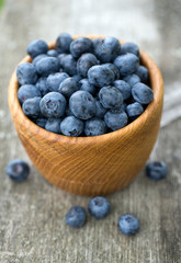 blueberries in a wooden bowl