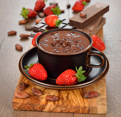 Hot chocolate and strawberry