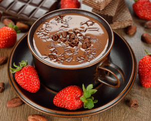 Hot chocolate and strawberry