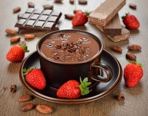 Hot chocolate and strawberry