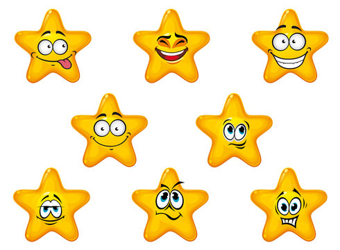 Yellow stars with happy emotions