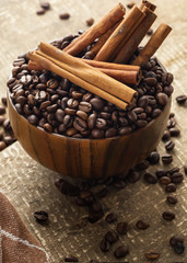 Coffee beans and cinnamon