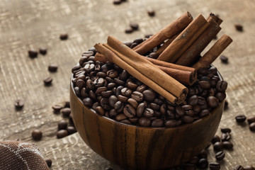 Coffee beans and cinnamon