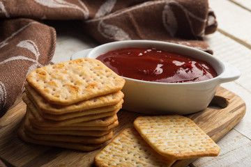 Crackers aad sauce