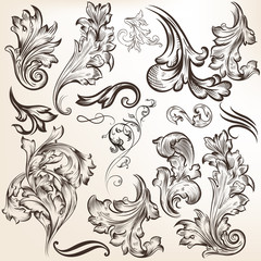 Set of vector vintage swirls for design