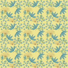 Seamless floral pattern on yellow background