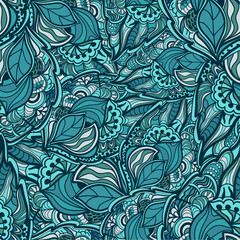 Seamless abstract hand-drawn waves pattern