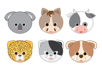Cartoon Animal Head Icons Collection 2
