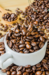 Coffee beans on cup