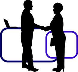 Business background with business people shaking hands in office