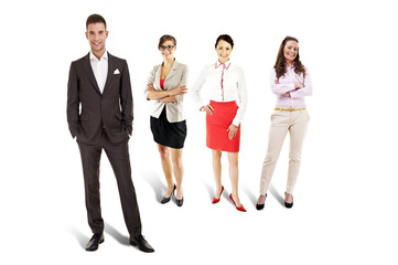 Fototapeta premium Businessman leading a business team and smiling