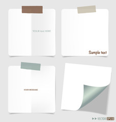 Set of various note papers, ready for your message. Vector EPS10